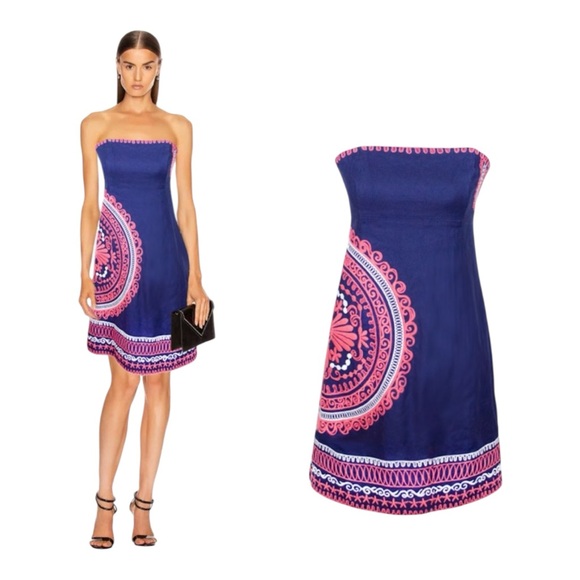 Lilly Pulitzer Bowen Dress Navy Strapless Embroidered Mandala Size 6 - Picture 10 of 10